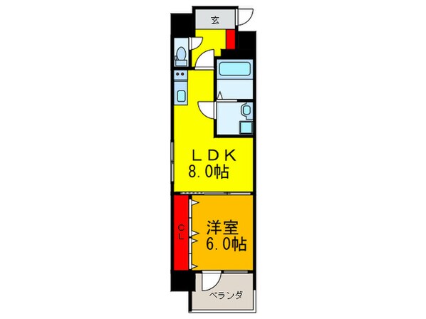 ﾌﾟﾚｻﾝｽ心斎橋ﾆｽﾄ(1401)の物件間取画像